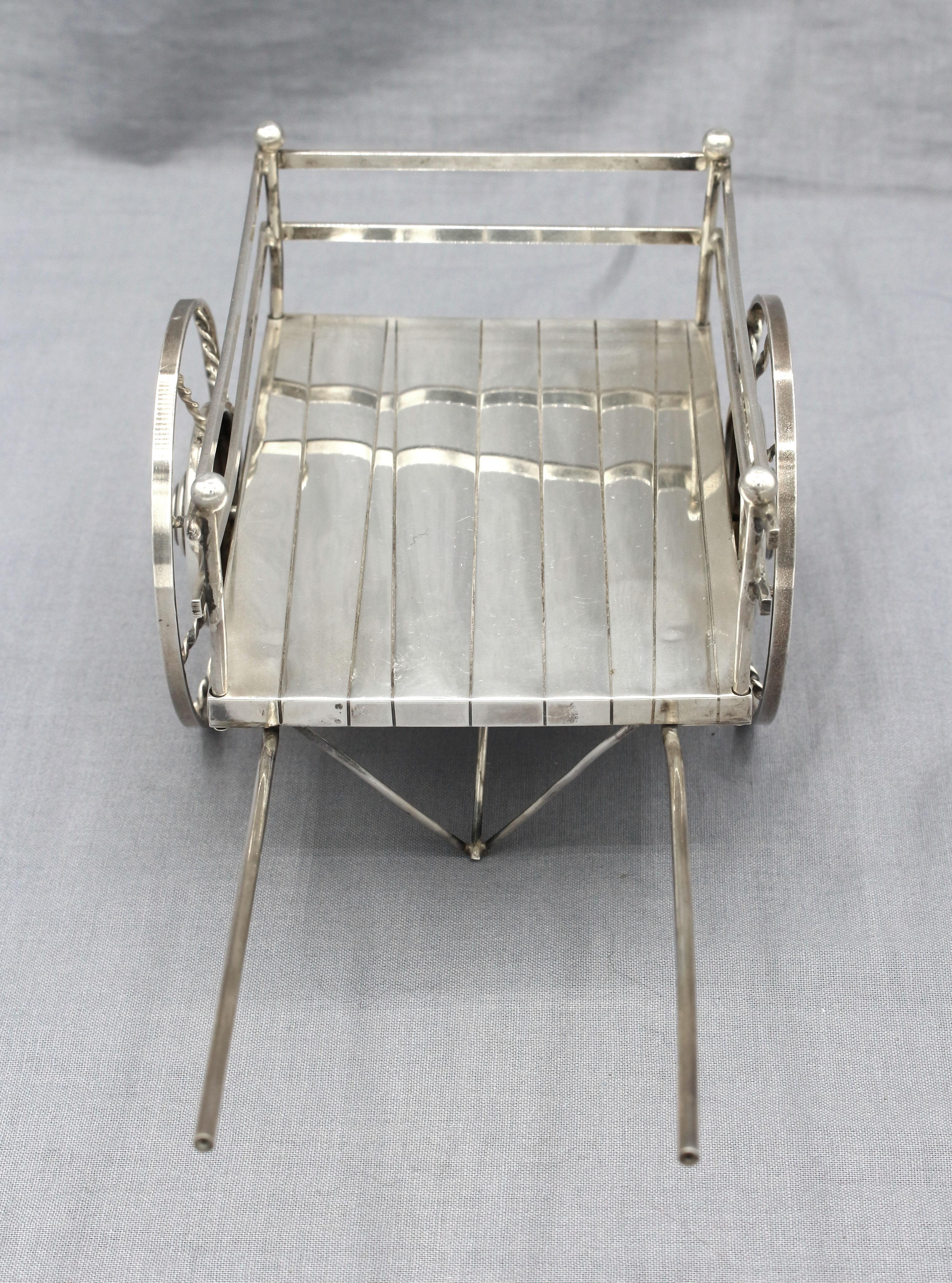 Mid-Century Modern Sterling Silver Condiment Cart by Cartier, Vintage