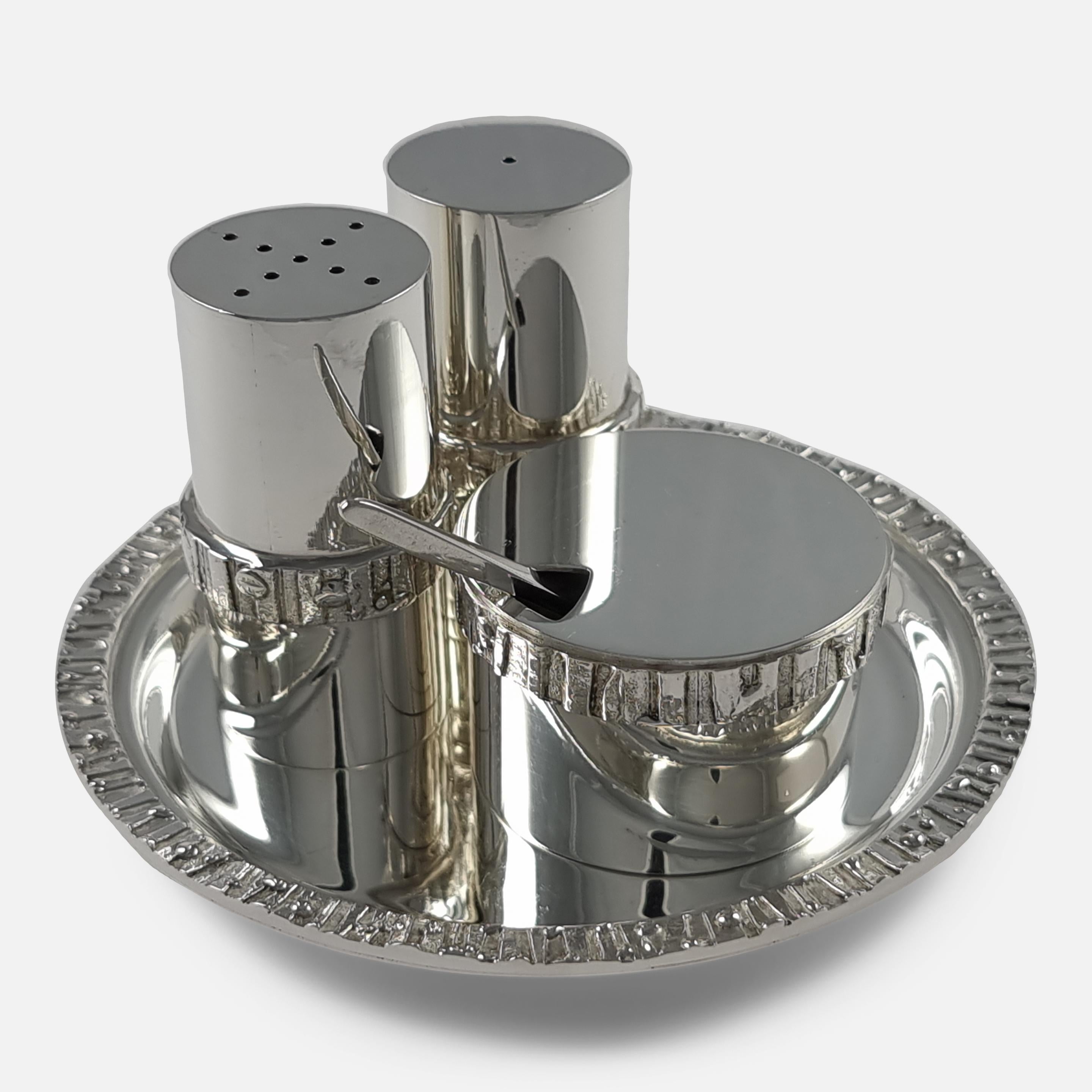 Sterling Silver Condiment Set and Tray, Brian Asquith 8