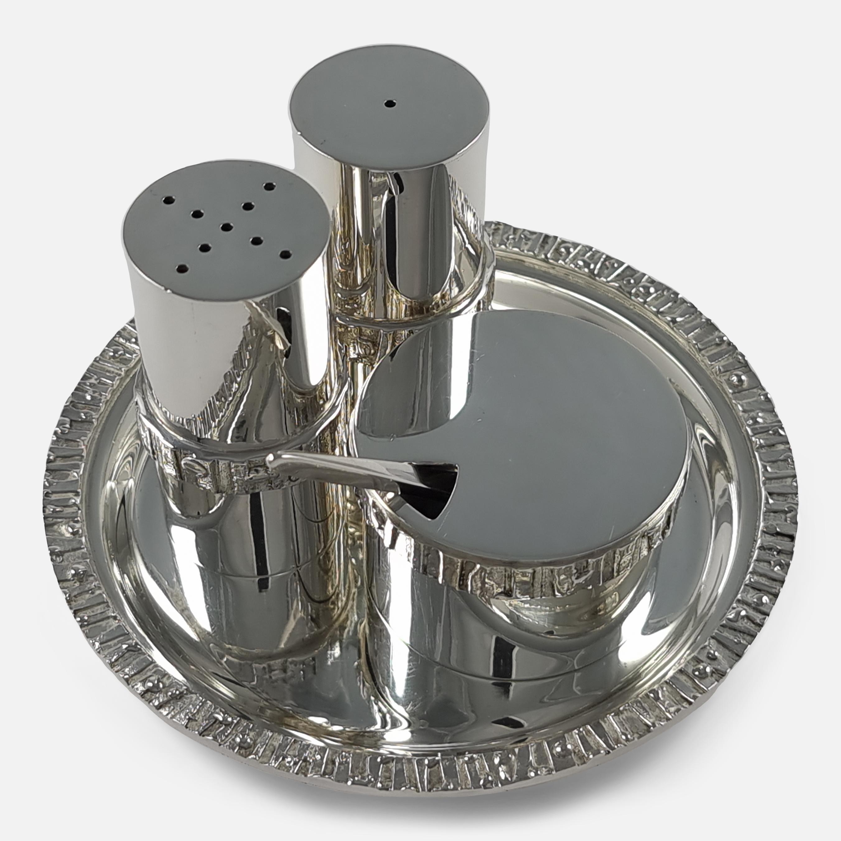 Sterling Silver Condiment Set and Tray, Brian Asquith 9