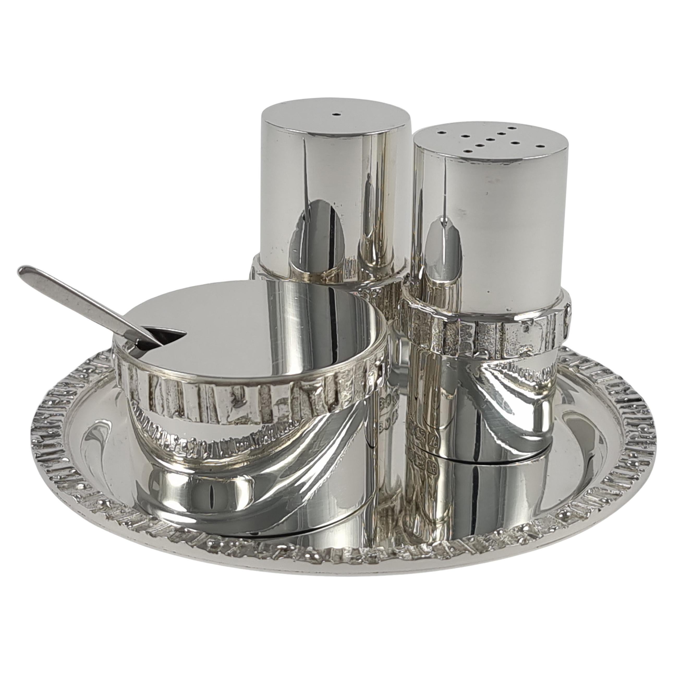 Sterling Silver Condiment Set and Tray, Brian Asquith