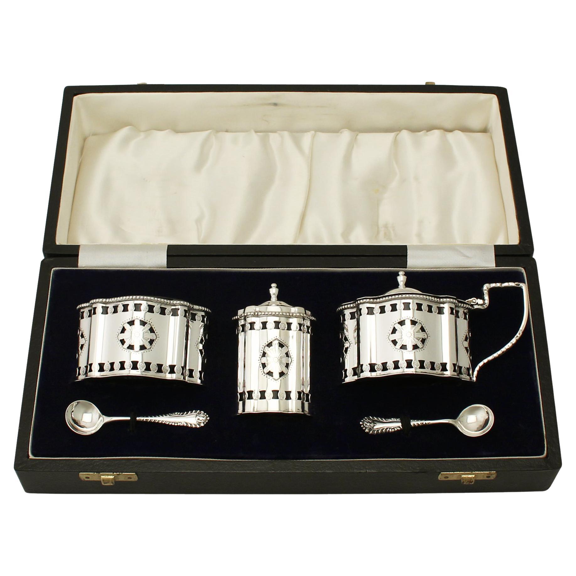Sterling Silver Condiment Set by A Chick & Sons Ltd