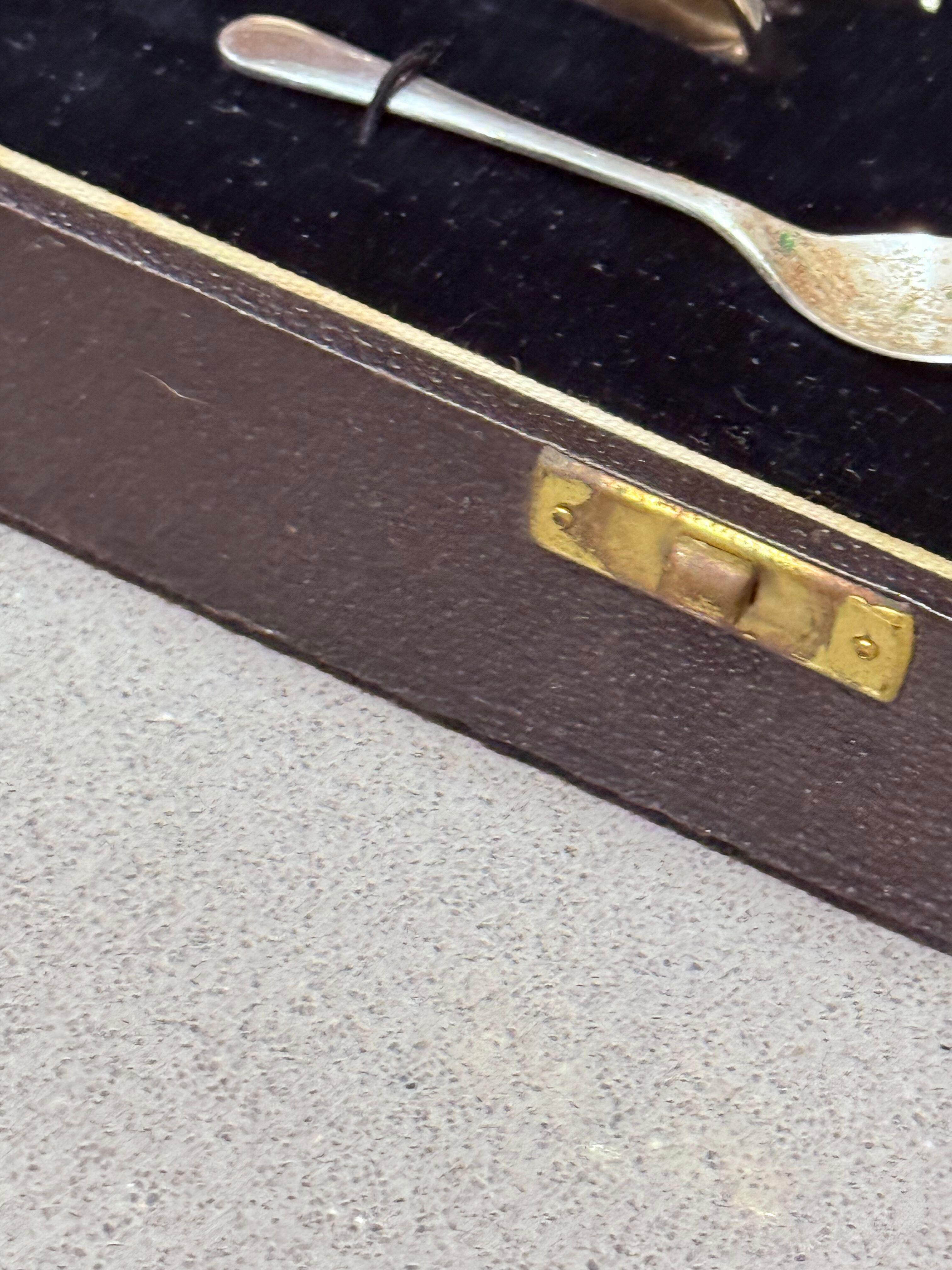 Set di condimenti in argento Sterling con custodia in vetro blu per sale, senape e pepe Shakers in vendita 5