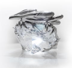 Collana con ciondolo artigianale contemporaneo in argento sterling e quarzo