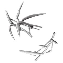 Sterling Silver Contemporary Bamboo Brooches Set Featured in Vogue
