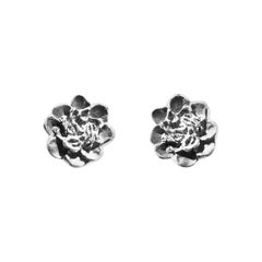 Sterling Silver Contemporary Camellia Stud Earrings by Artist