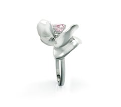 Sterling Silver Contemporary Sculptural Floral Ring with Lavender Amethyst