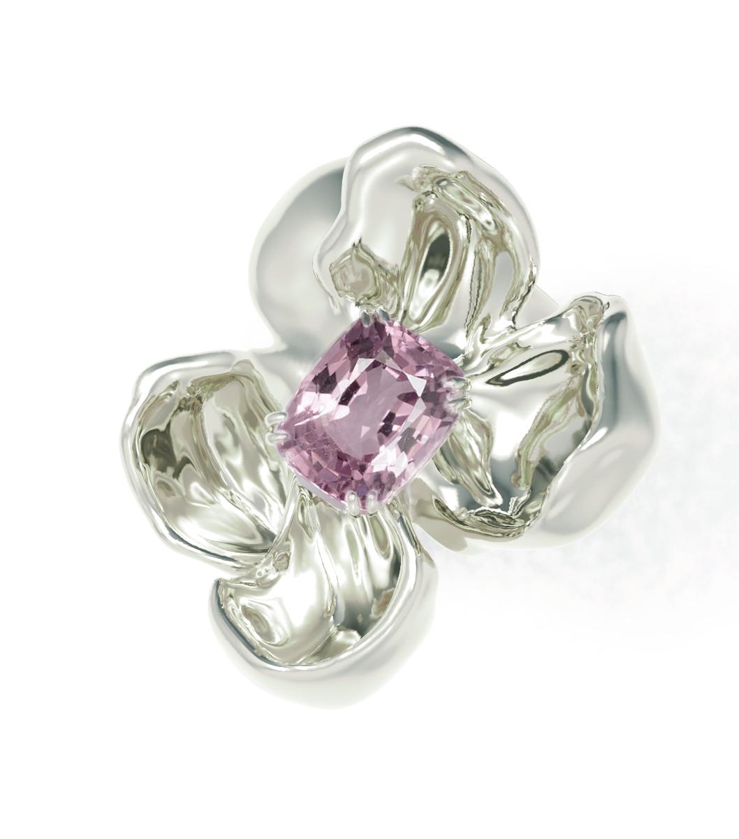 Women's Sterling Silver Contemporary Cocktail Ring with Lavender Amethyst For Sale