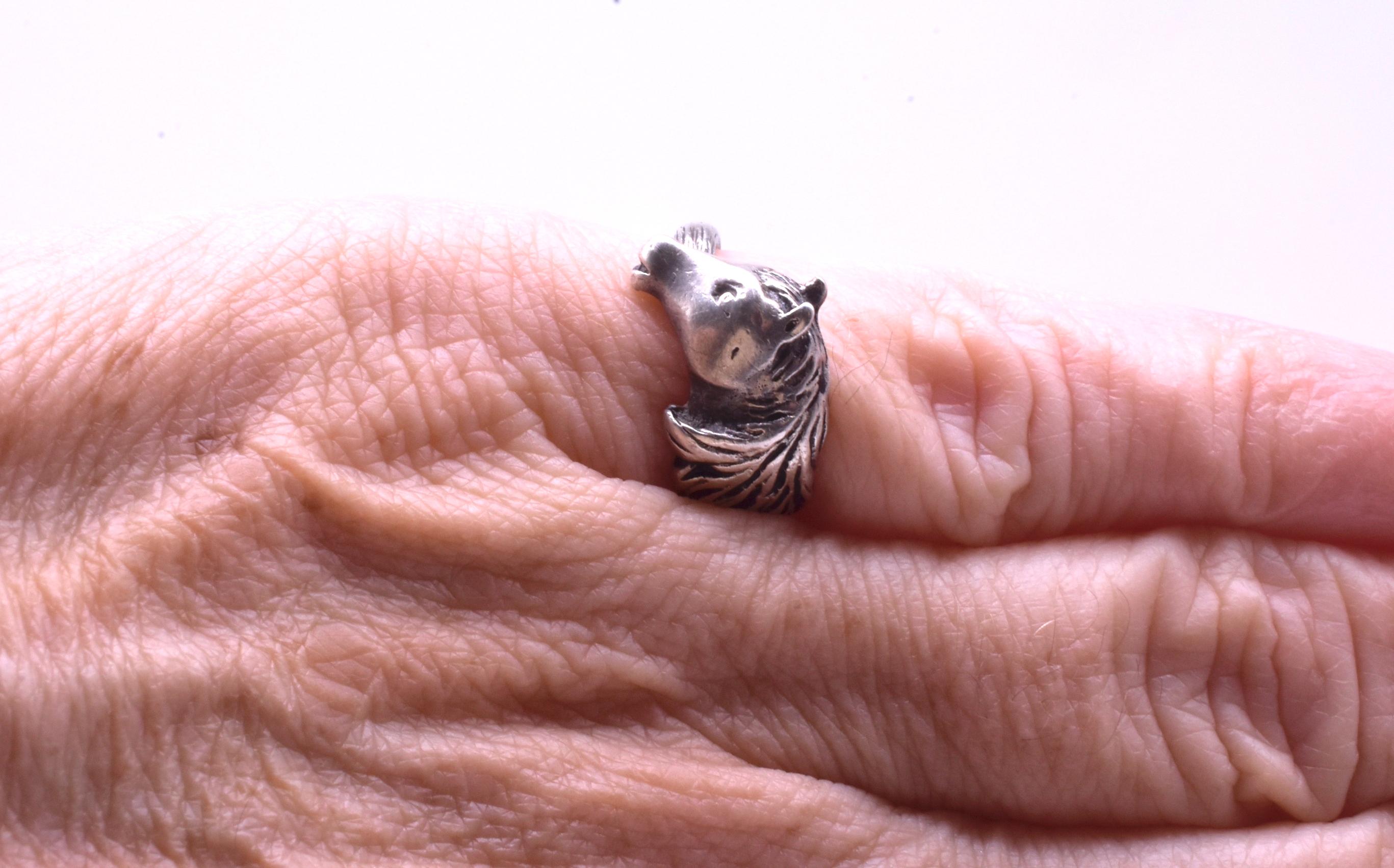 Women's or Men's Sterling Silver Contemporary Figural Horse Head Ring