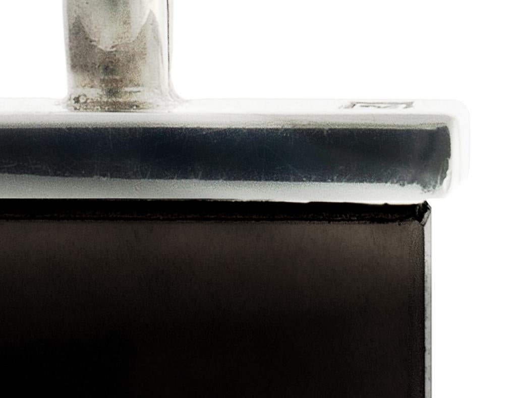 Zeitgenössische Tintenohrringe aus Sterlingsilber des Künstlers mit dunklem Rauchquarz Damen im Angebot
