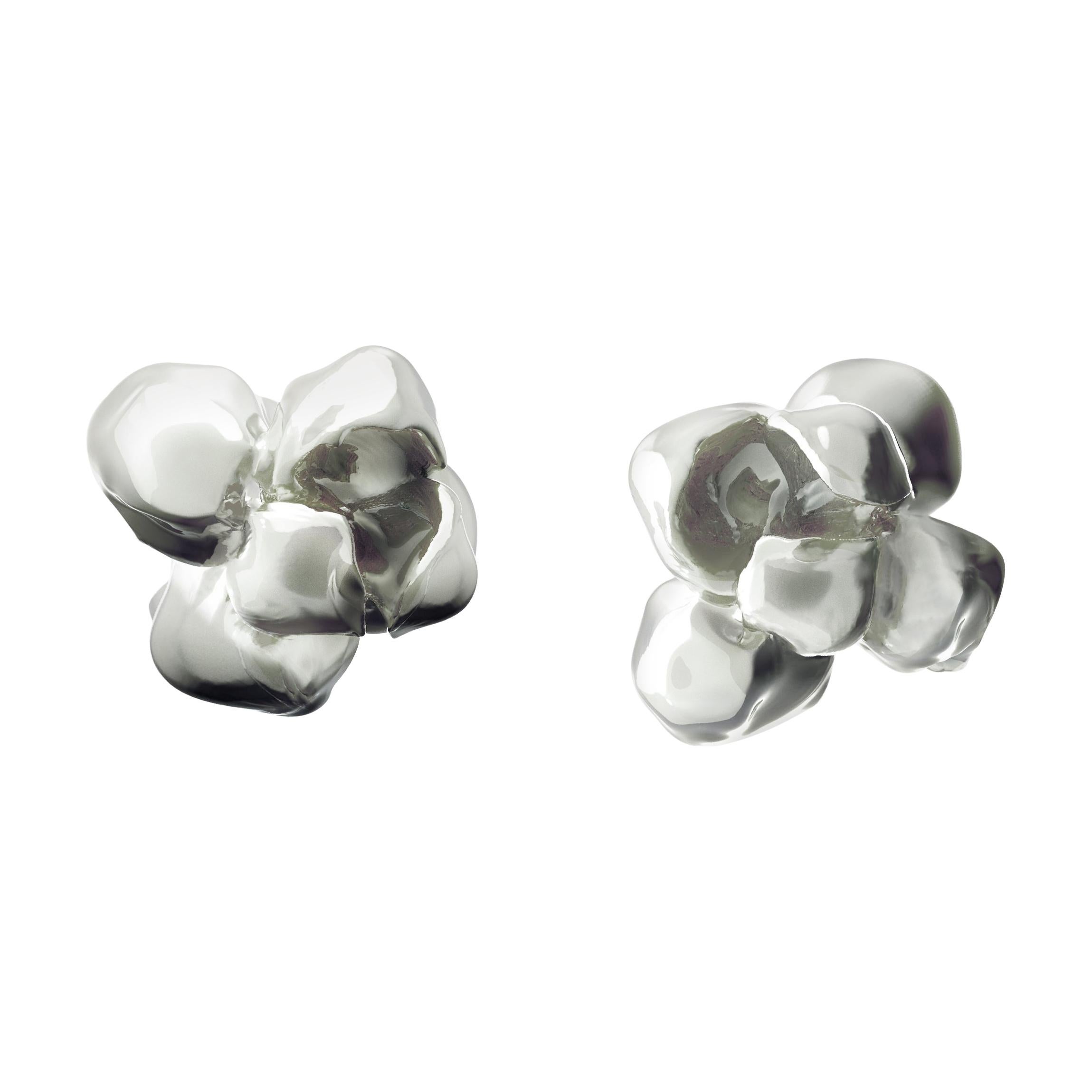 Sterling Silver Contemporary Iris Stud Earrings For Sale 7