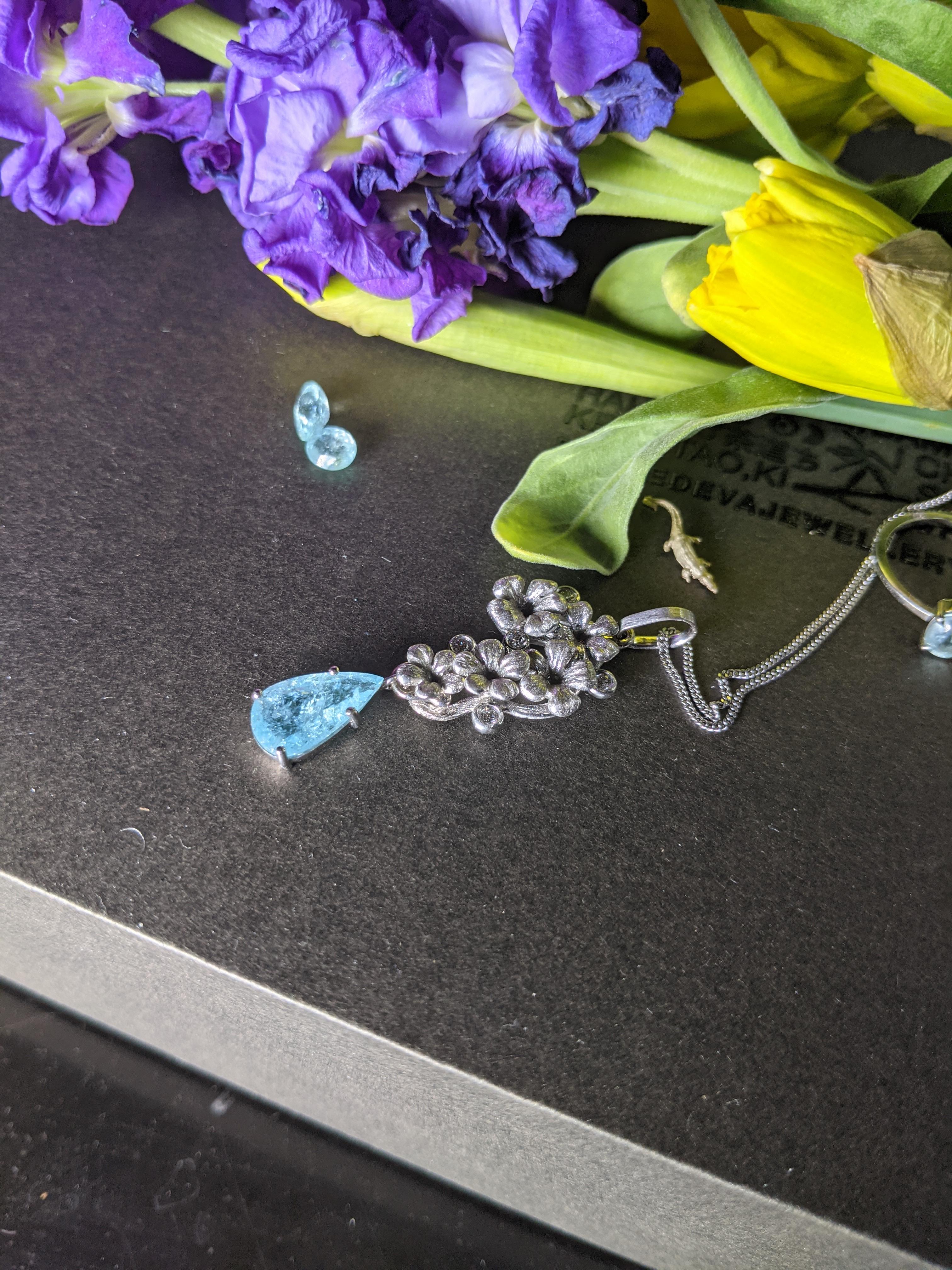 Collana con ciondolo contemporaneo in argento 925 con topazio in vendita 4