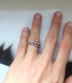 Sterling Silver Contemporary Wild Rose Ring with Heart Shape Sapphire