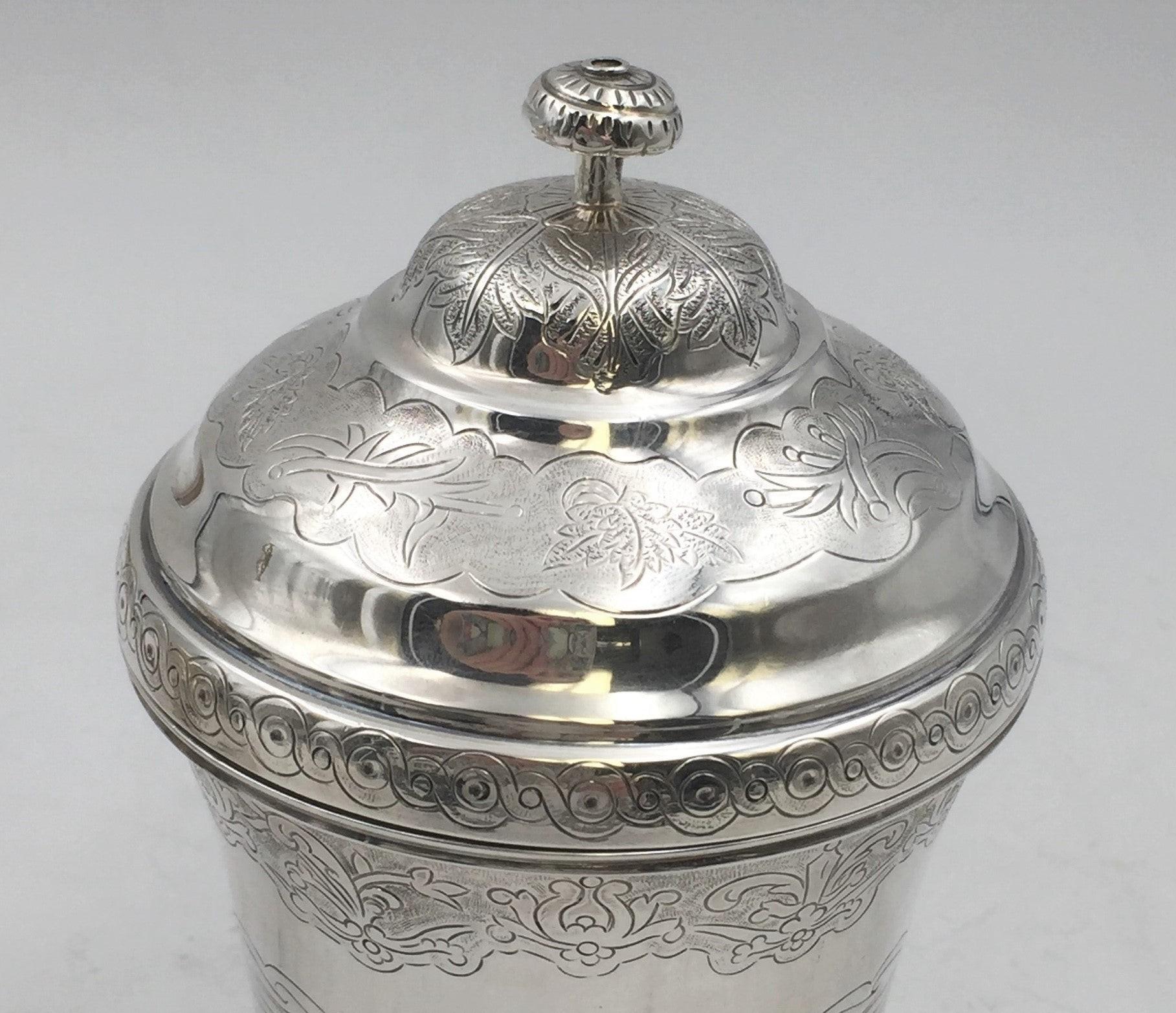 Sterling Silver Covered Kiddush Cup / Beaker by Tane Prestigious Mexican Maker In Good Condition In New York, NY