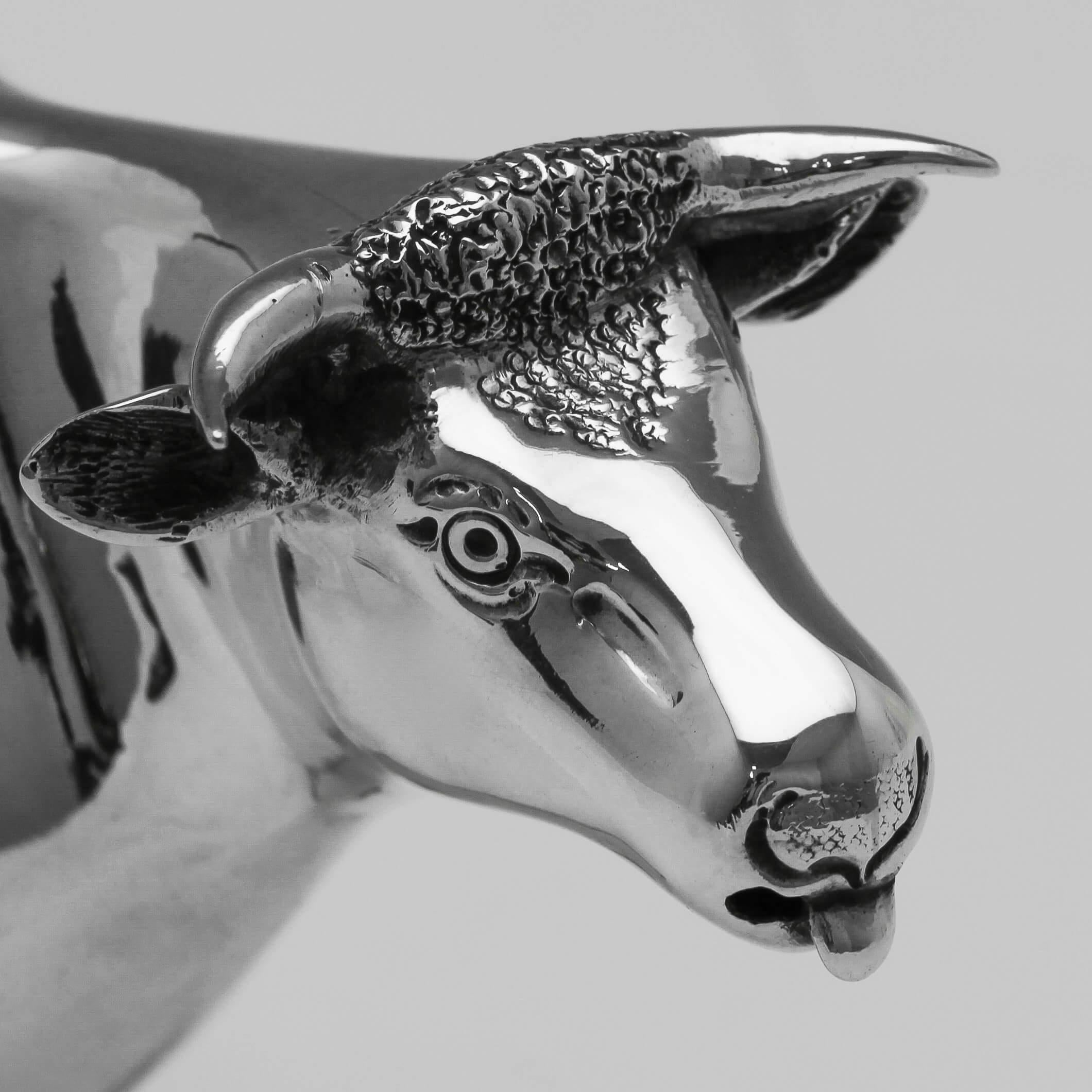 English Victorian Antique Sterling Silver Cow Creamer from 1899 1