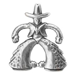 Sterling Silver Cowboy Pin 1950's