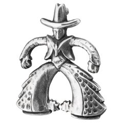 Used Sterling Silver Cowboy Pin 1950's