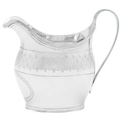 George III Engraved Antique Sterling Silver Cream Jug from London in 1808