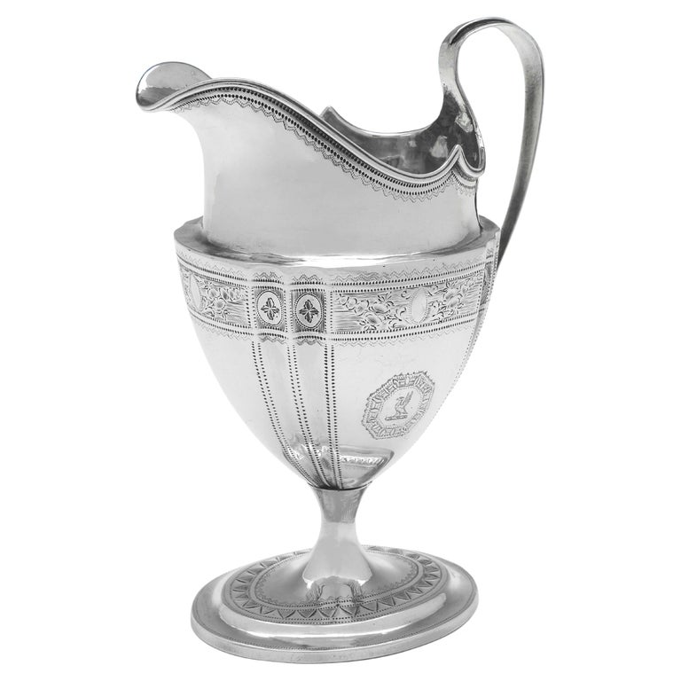 Irish Silver - Neoclassical Antique Sterling Silver Cream Jug - Dublin 1795 For Sale