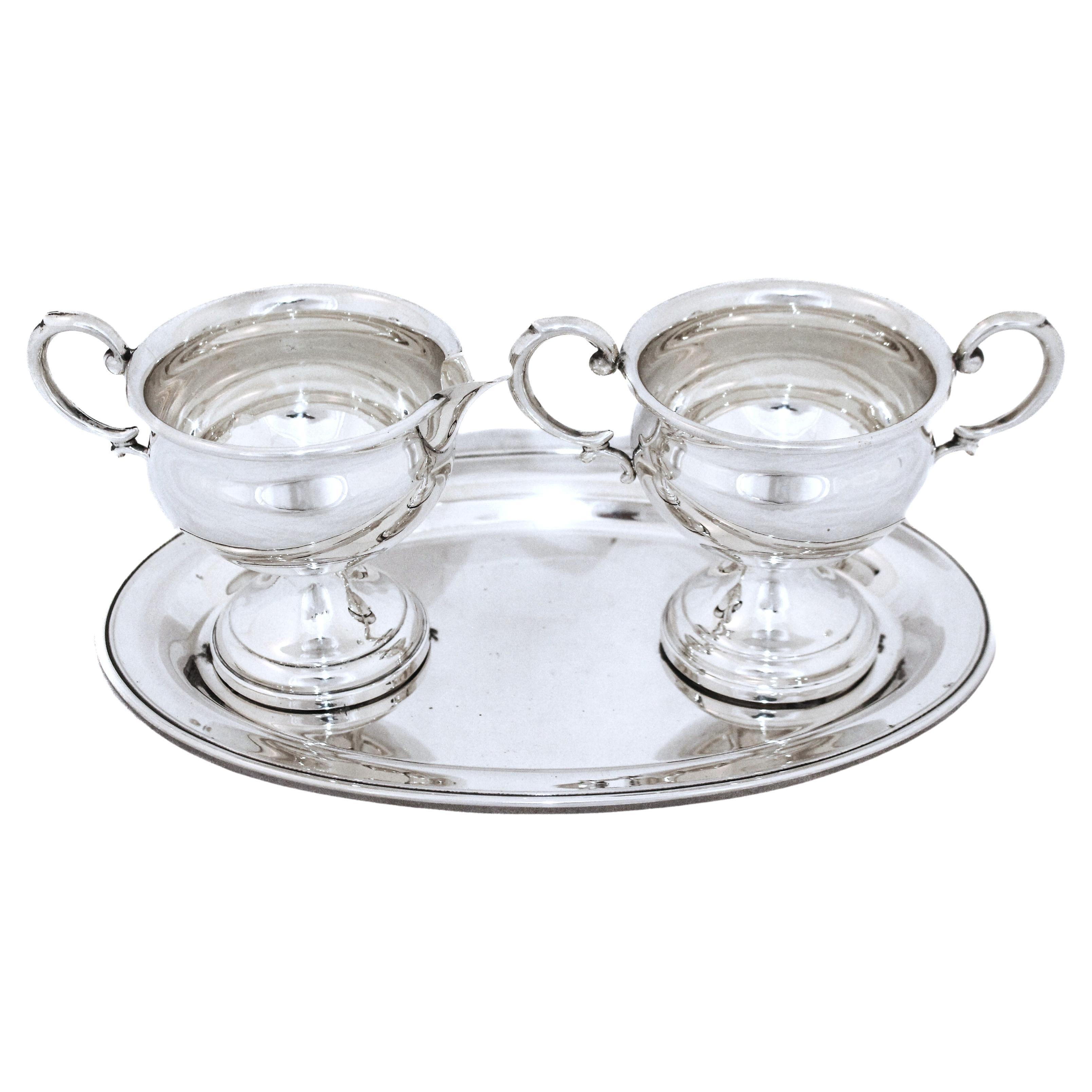 Crème, sucre et plateau en A. Silver