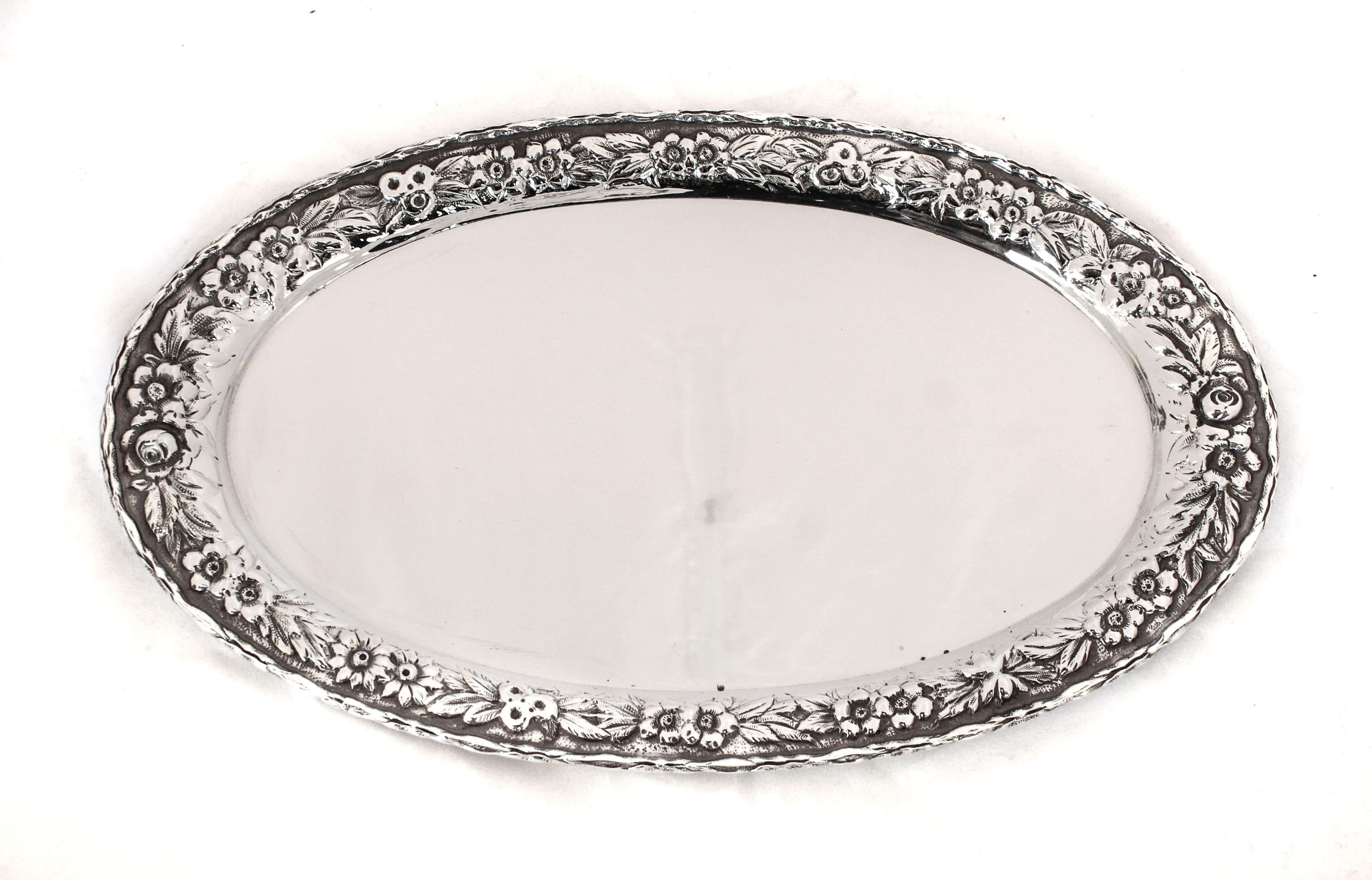 Sterling Silver Cream & Sugar with Tray In Excellent Condition In Brooklyn, NY