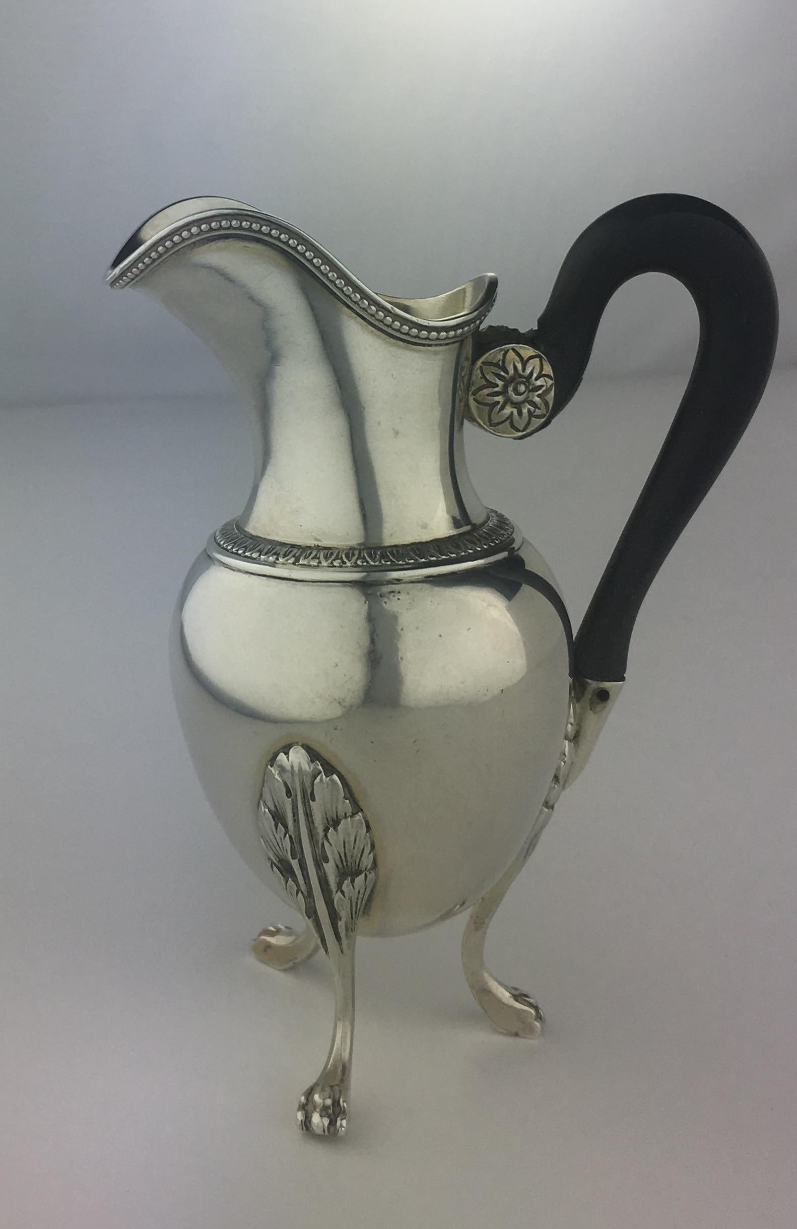 Wood Sterling Silver Creamer by French Master Silversmith Andre Aucoc For Sale