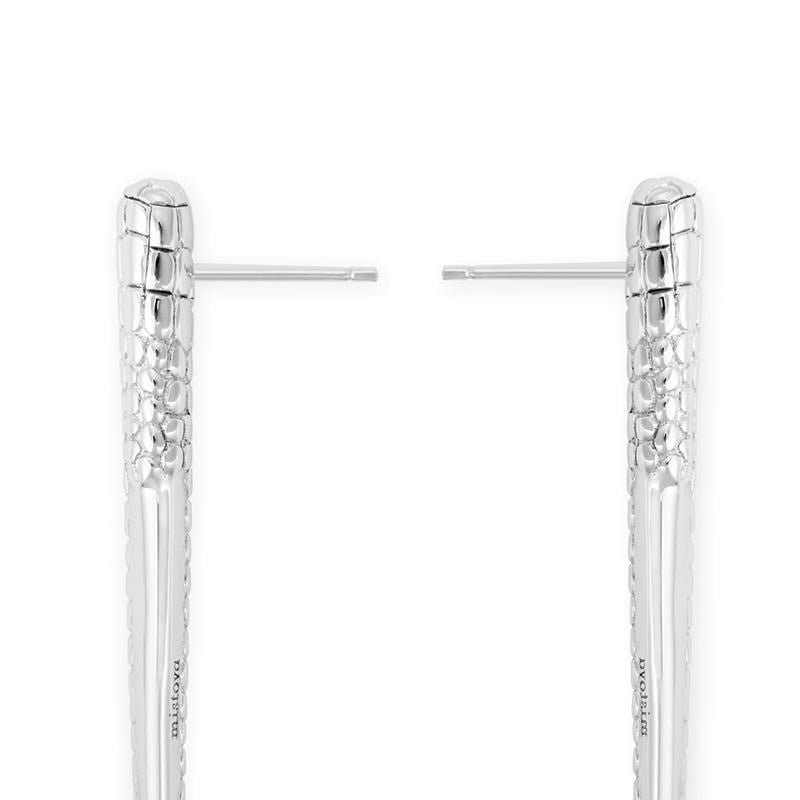 Women's Sterling Silver Croco Long Tooth Earring For Sale