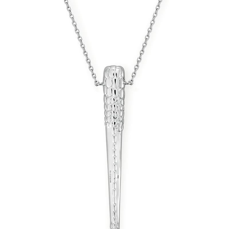 Women's Sterling Silver Croco Long Tooth Necklace For Sale