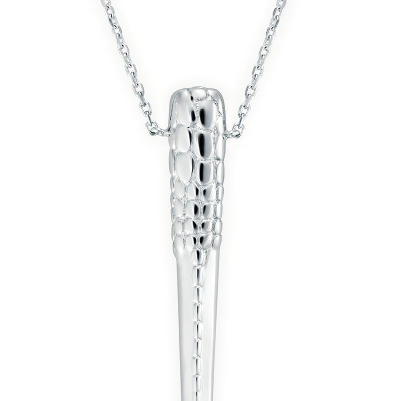Sterling Silver Croco Long Tooth Necklace For Sale 1