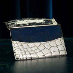 Porte-cartes en argent sterling à motif de peau de crocodile, poinçonné, 1904