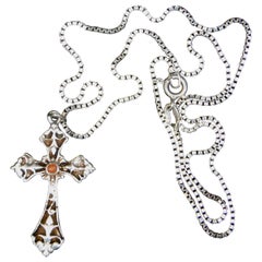 Sterling Silver Cross  With Sterling Silver Box Chain