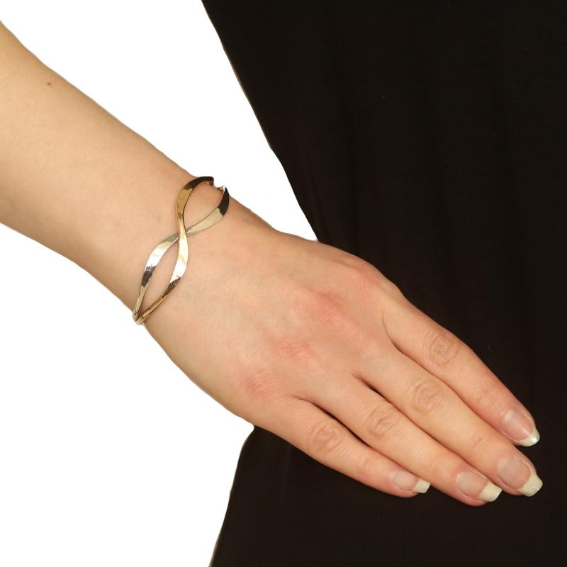 Sterling Silver Crossover Cuff Bracelet 6 1/4