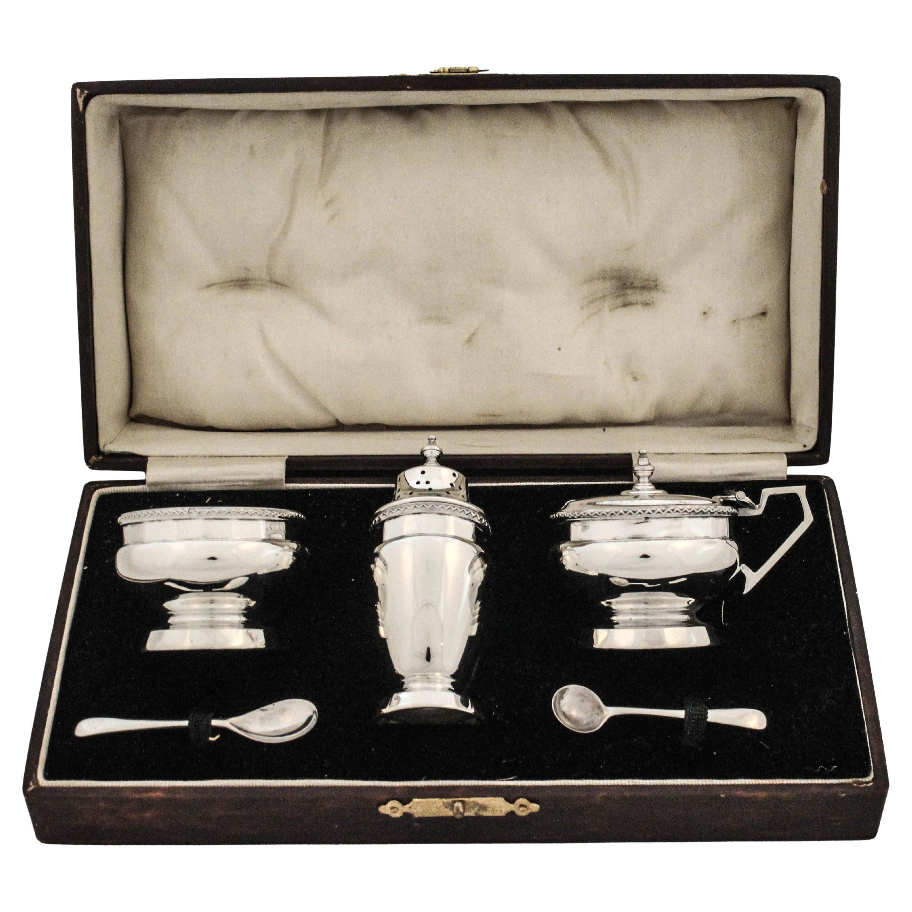 Sterling Silver Cruet Set in Original Box