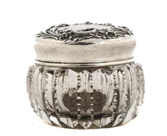 Sterling Silver & Crystal Art Nouveau Jar