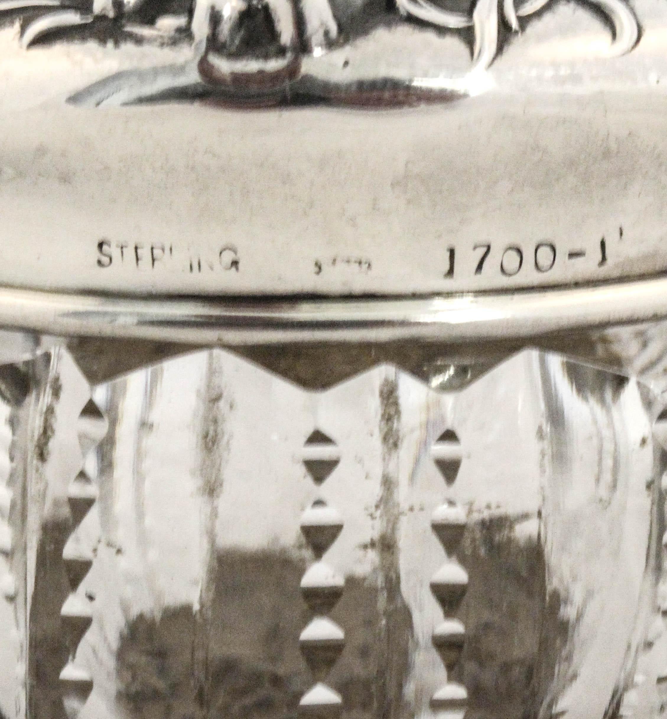 Jarra Art Nouveau de Plata de Ley y Cristal Plata esterlina en venta
