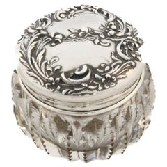 Antique Sterling Silver & Crystal Art Nouveau Jar
