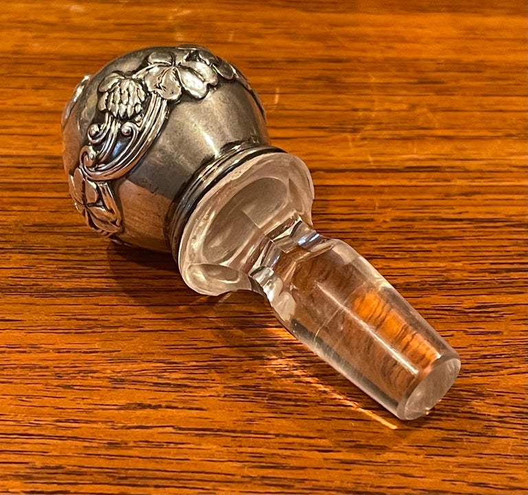 American Sterling Silver & Crystal Bottle Stopper by Tiffany & Co. For Sale