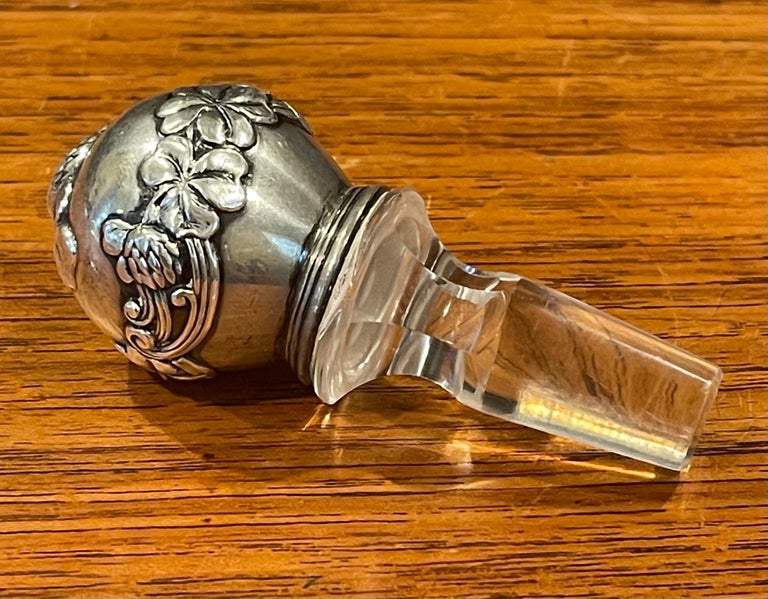 Sterling Silver & Crystal Bottle Stopper by Tiffany & Co. In Good Condition For Sale In San Diego, CA
