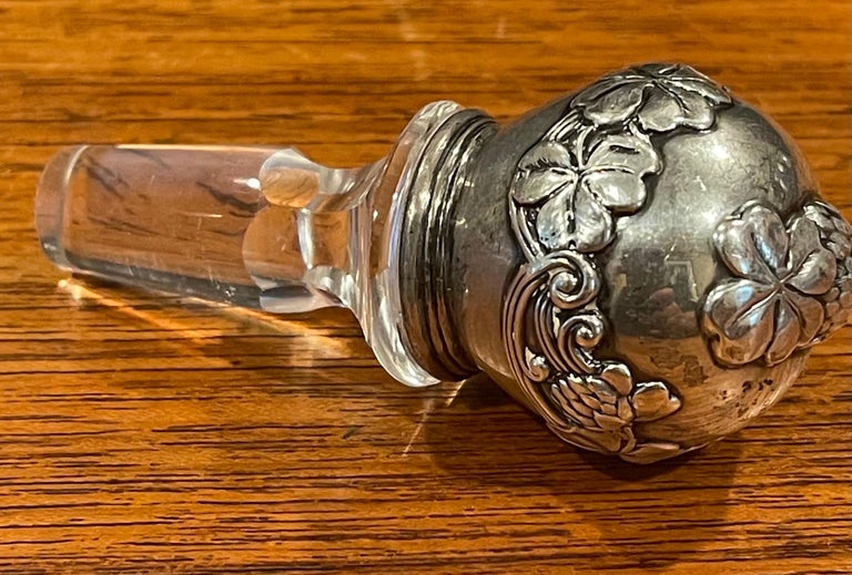 20th Century Sterling Silver & Crystal Bottle Stopper by Tiffany & Co. For Sale