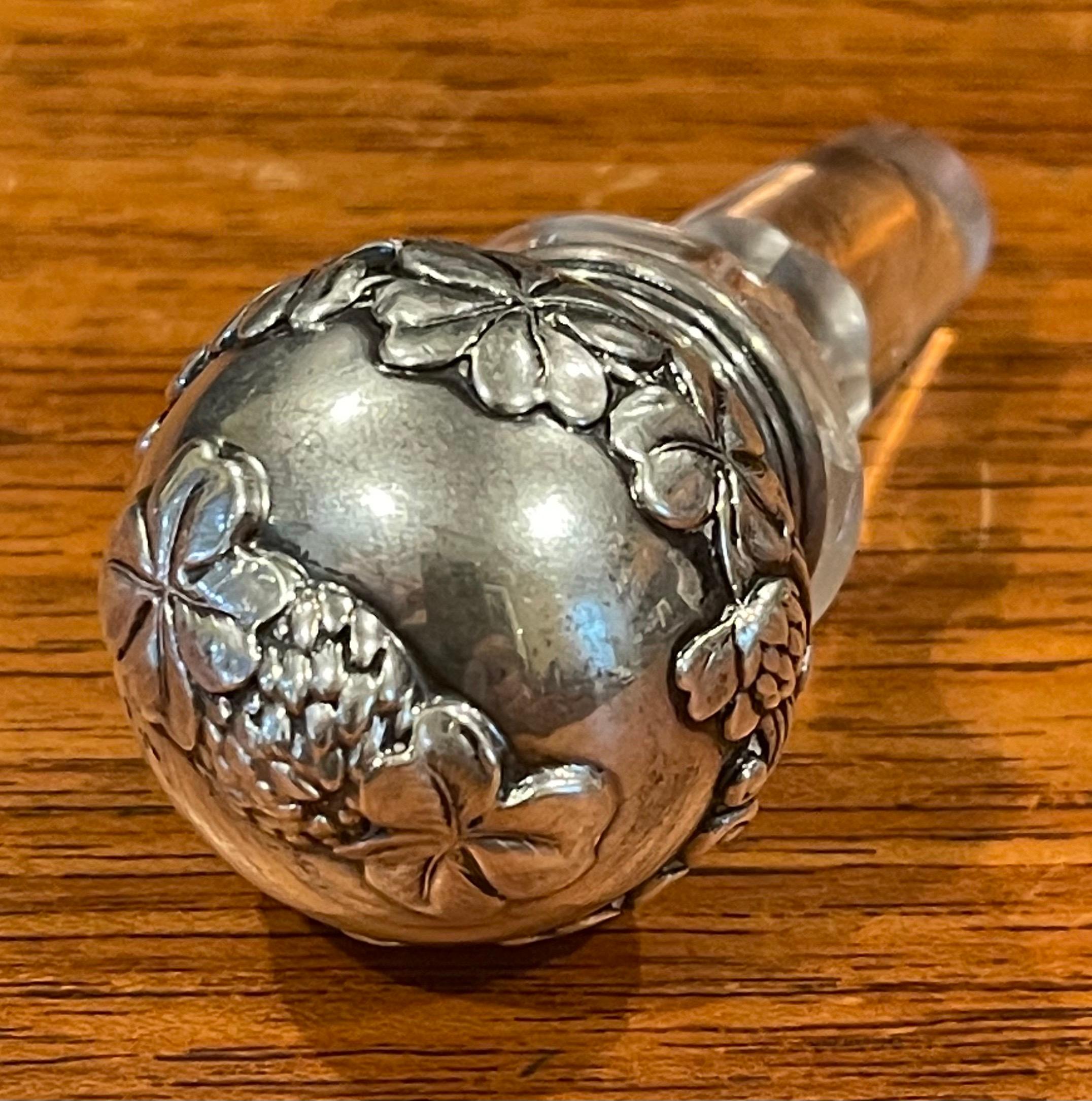 Sterling Silver & Crystal Bottle Stopper by Tiffany & Co. In Good Condition In San Diego, CA