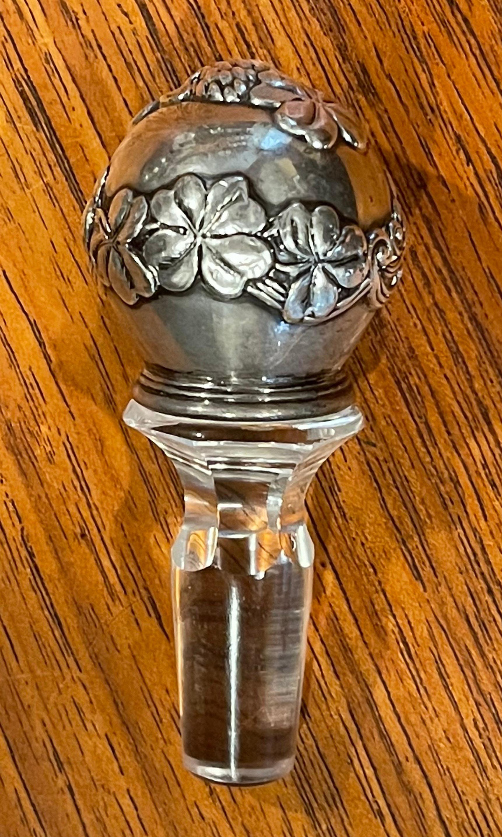 20th Century Sterling Silver & Crystal Bottle Stopper by Tiffany & Co.