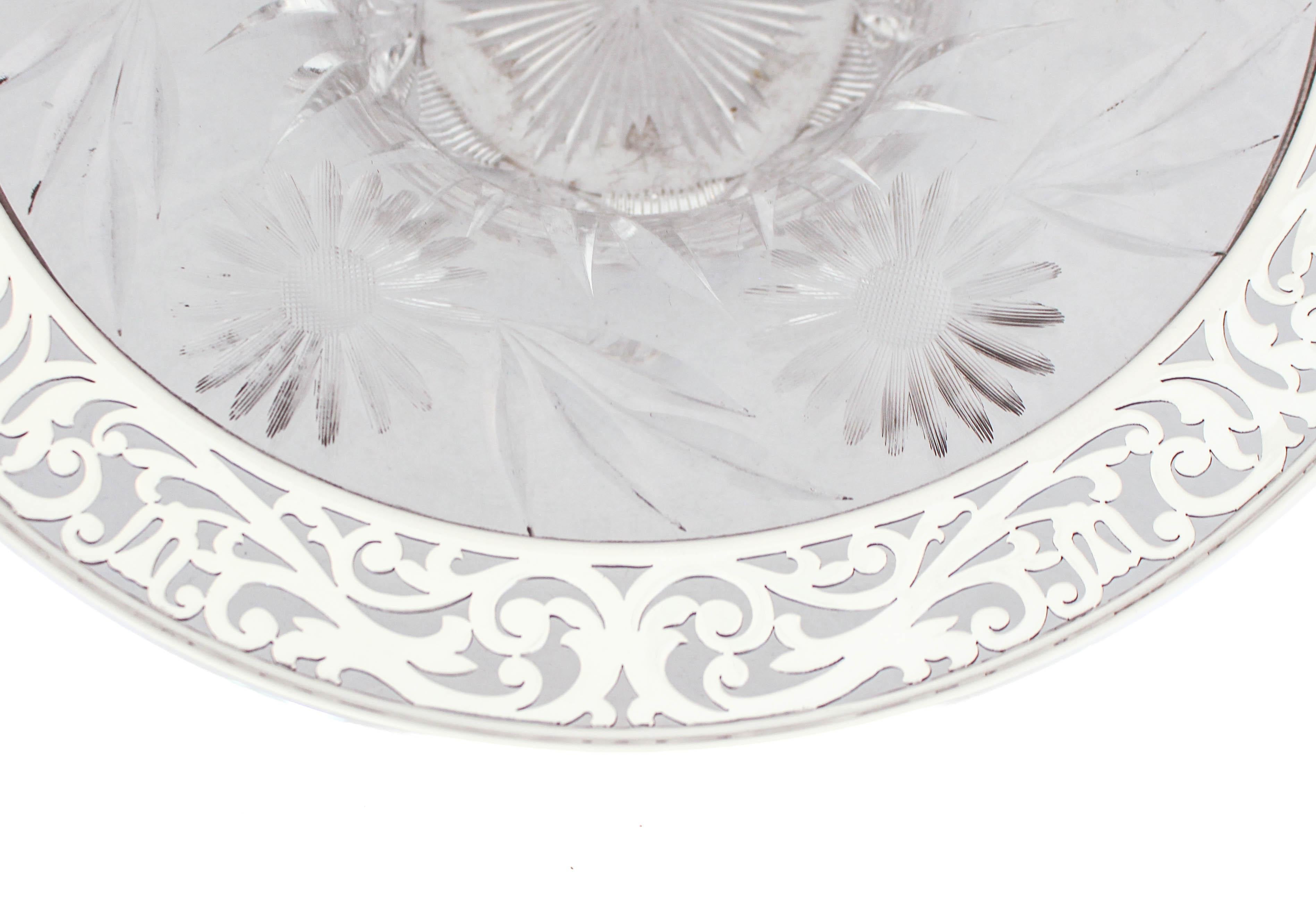 American Sterling Silver & Crystal Bowl For Sale