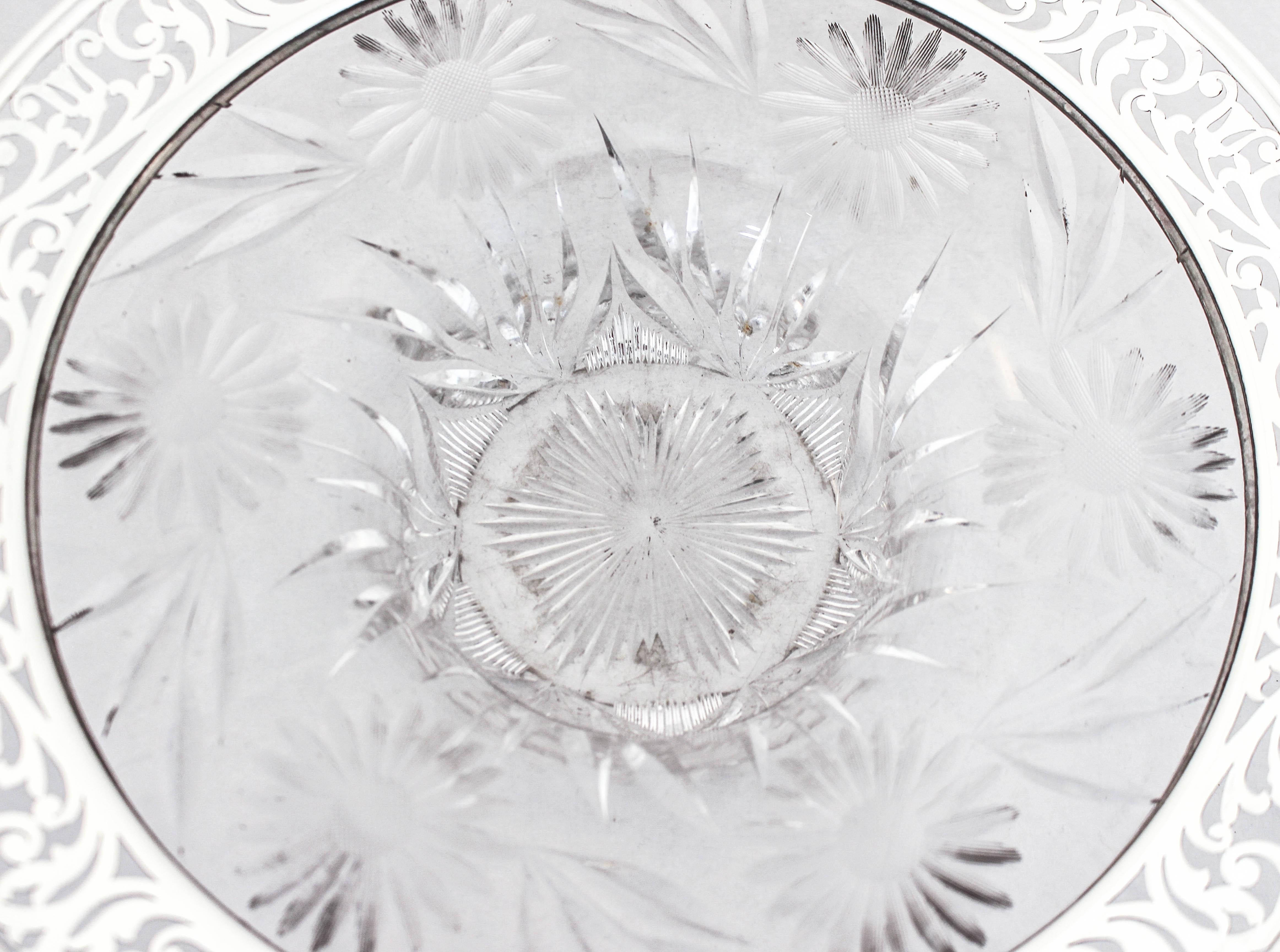 Early 20th Century Sterling Silver & Crystal Bowl For Sale