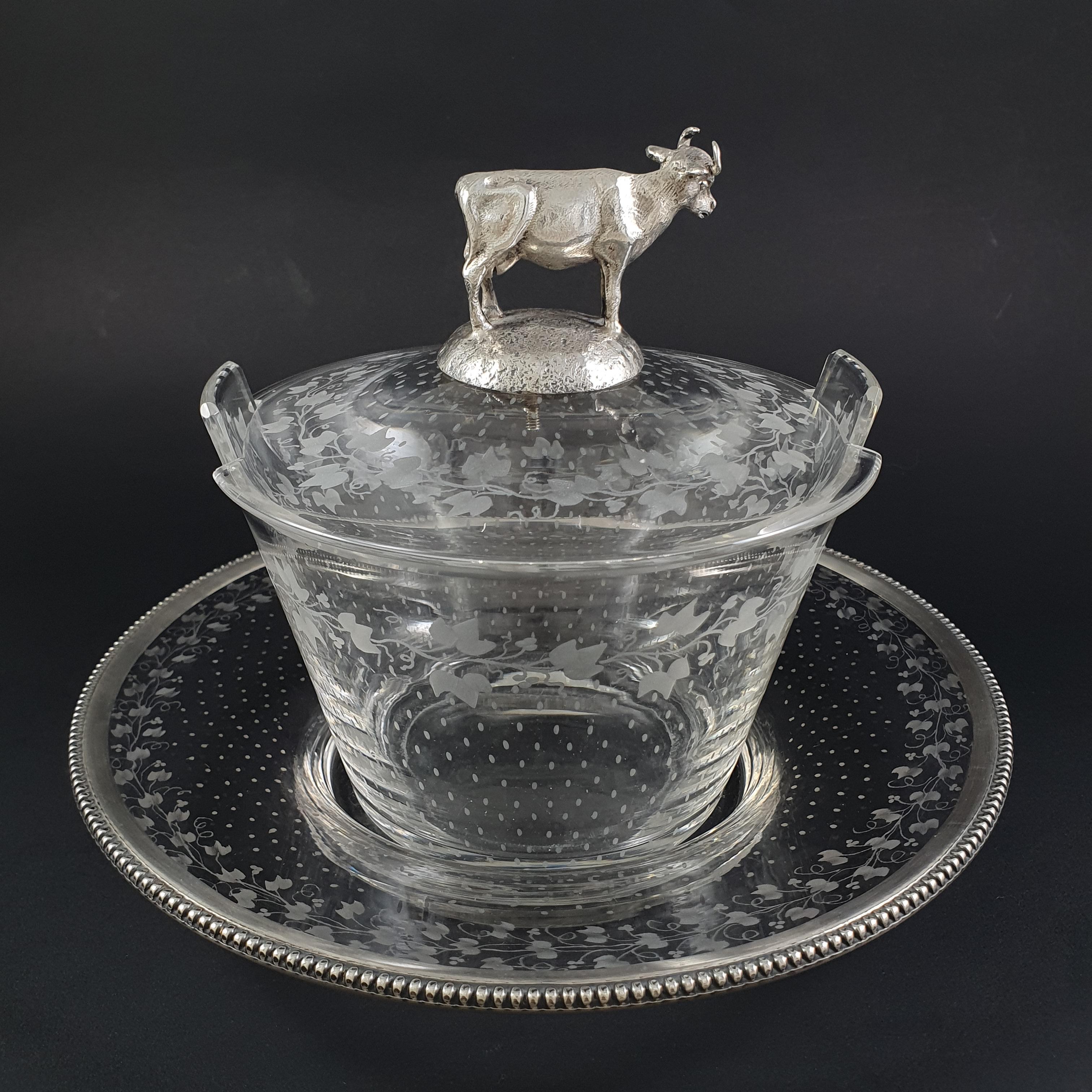 Sterling Silver & Crystal Butter Dish 1