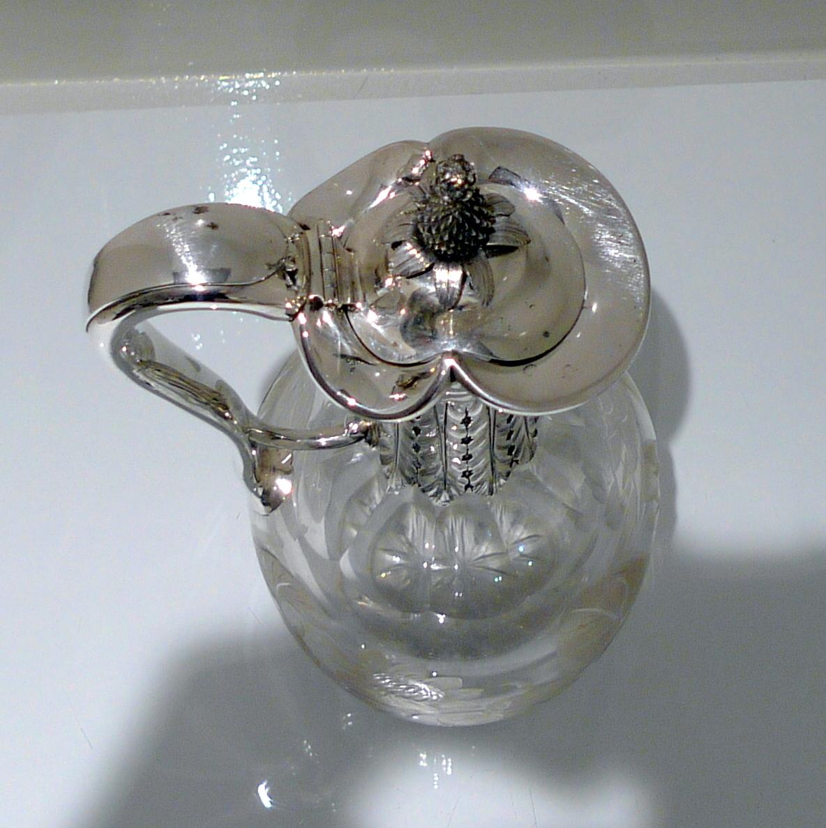 Mid-19th Century Sterling Silver & Crystal Claret Jug London 1859 George Richards & Edward Brown For Sale