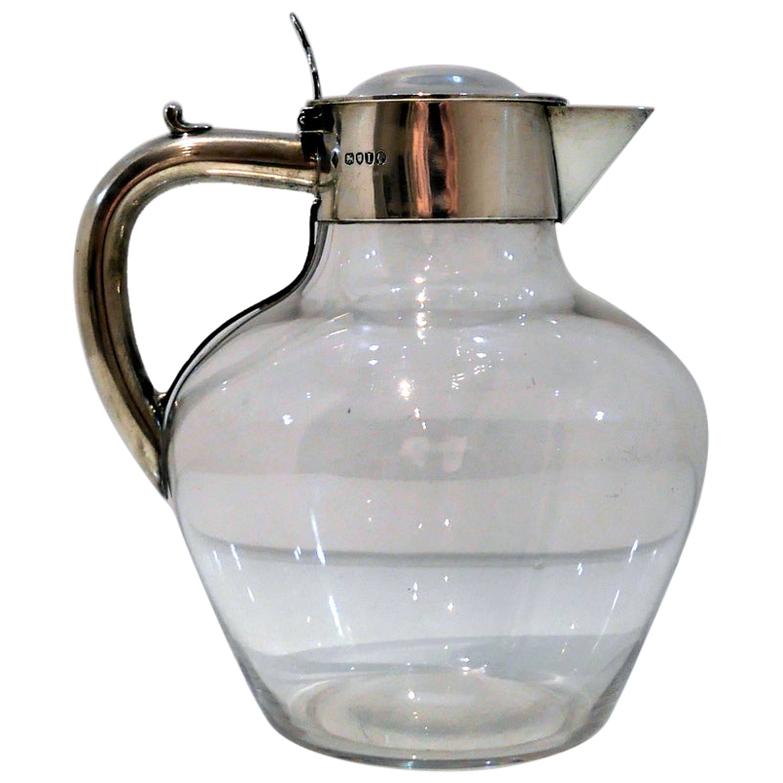 Sterling Silver 
Crystal Claret Jug London 1884 Richard Martin 
Ebenezer Hall For Sale