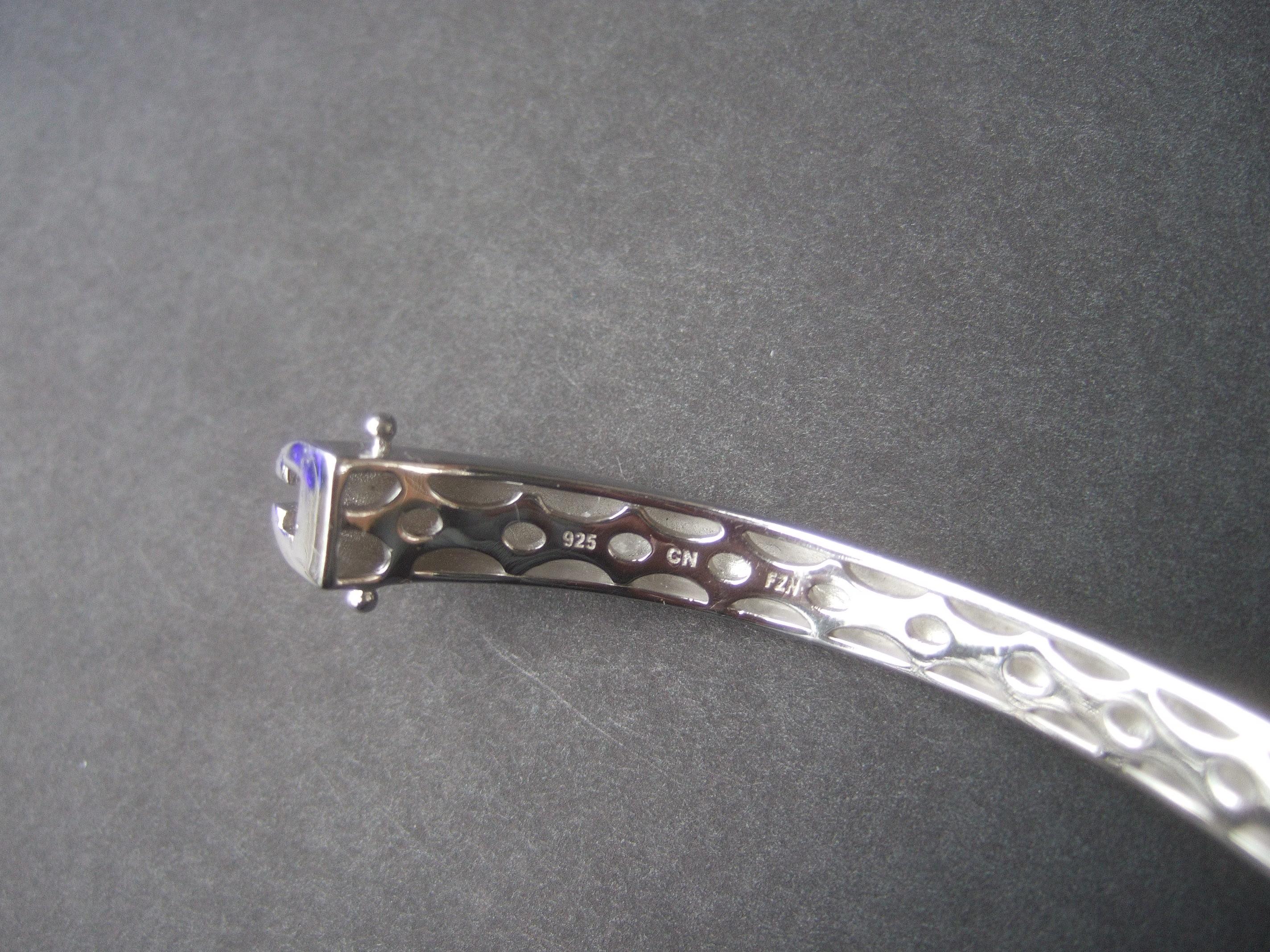 Sterling Silver Crystal Encrusted Hinged Elephant Bangle c 21st 9