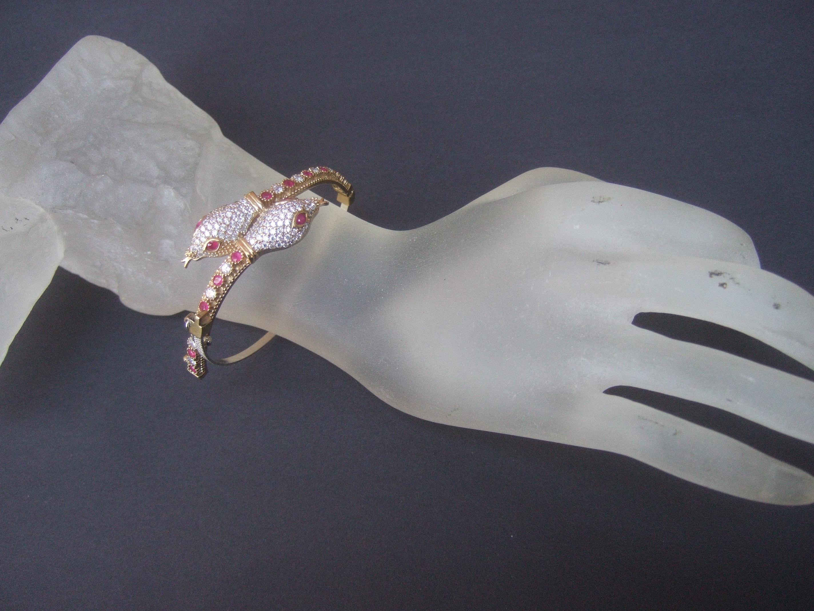 Sterling Silver Crystal Encrusted Serpent Bracelet Circa 21st C  8