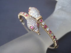 Sterling Silver Crystal Encrusted Serpent Bracelet Circa 21st C