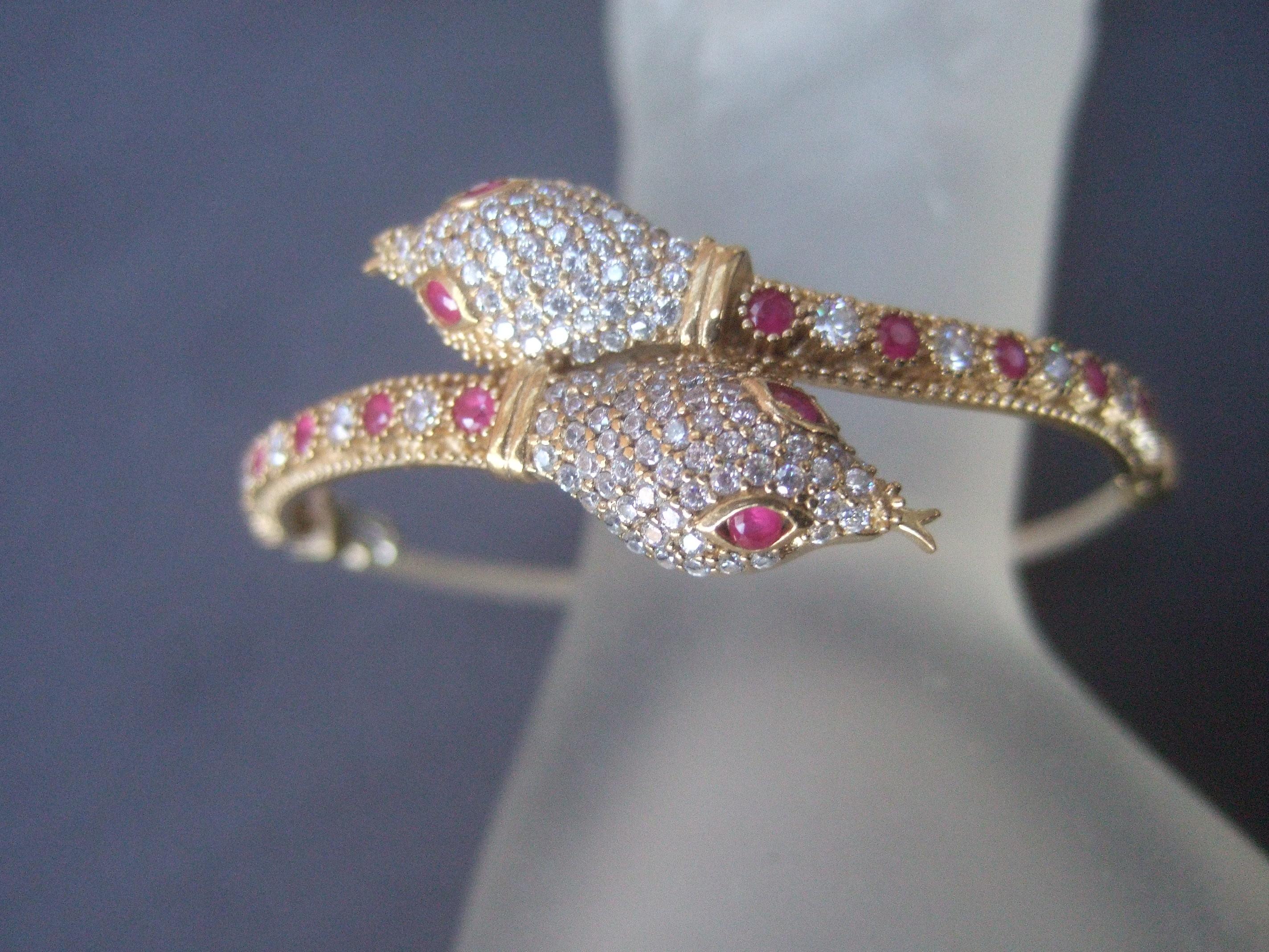 Sterling Silver Crystal Encrusted Serpent Bracelet Circa 21st C  In New Condition In University City, MO