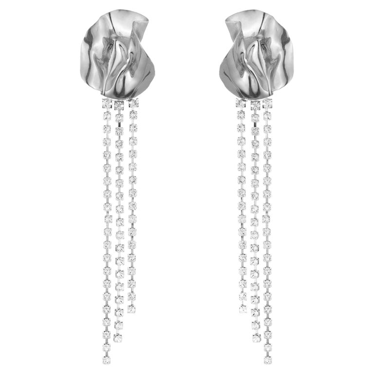 Zirconia Plum Blossom Earrings, 925 Silver Needle Zirconia Dangle Earrings  for Women, Tassel Threader Earrings, Threader Earrings for Women